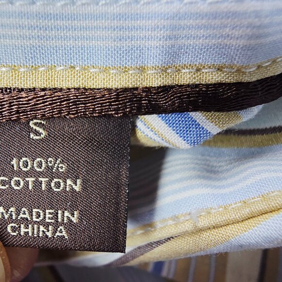 Tasso Elba Spa Size Small Mens Multi Stripe Long Sleeve Cotton Pocket Shirt - Picture 5 of 11